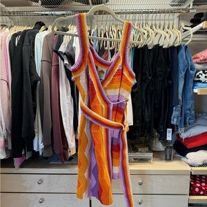 NWT Farm Rio Belted Crochet Mini Dress Sz S